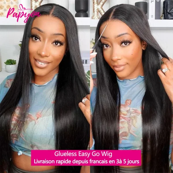 6x4 Perruque Cheveux Humain Sans Colle Perruque Ni Gel Prête à Aller 4X4 Lace Closure Perruque Sans Colle Livraison 3 Jour Franc – Image 3