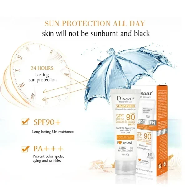 Crème solaire blanchissante pour le visage et le corps, SPF 90, hydratante, Anti-âge, contrôle du sébum, poussière, contrôle de l'huile, réduit la mélanine, soins pour la peau – Image 5