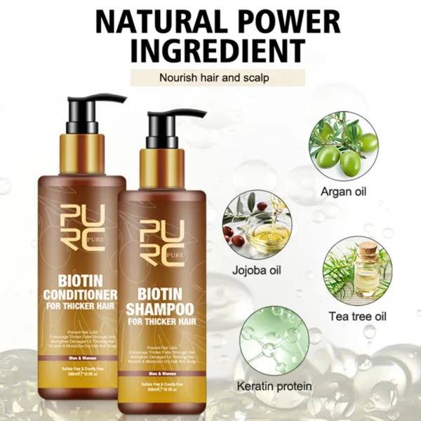 PURC produits de croissance rapide des cheveux pour hommes biotine Anti perte de cheveux huile shampooing revitalisant ensemble traitement des cheveux pour les femmes beauté santé – Image 3