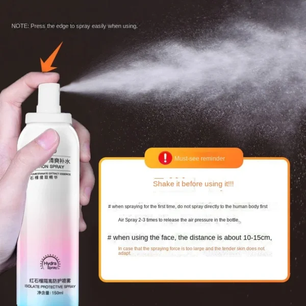 HUNMUI-Spray à la grenade rouge, protection contre les ultraviolets, spray hydratant paresseux, protection cosmétique pour le corps – Image 2